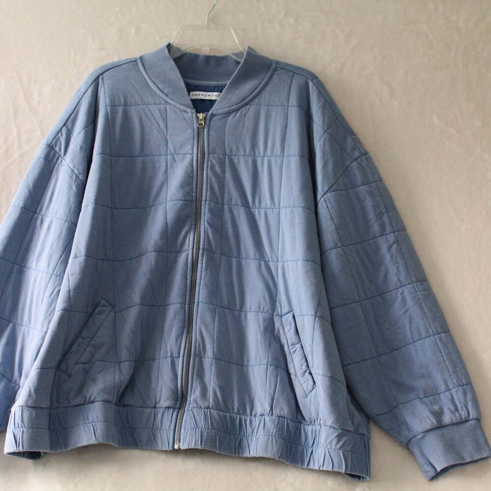 And Now This Quilted Bomber Jacket Blue